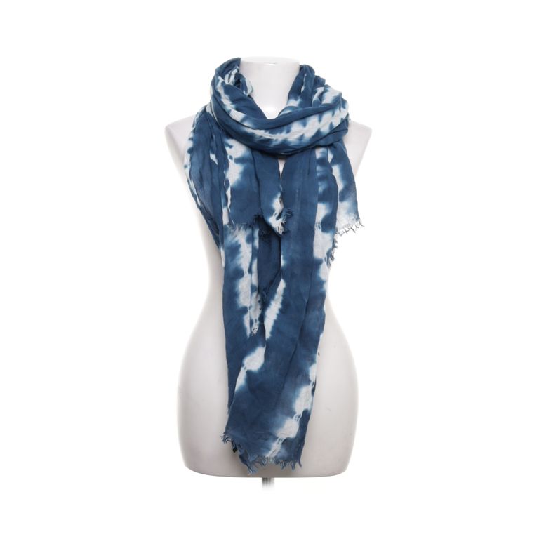Indiska | Blauw-witte sjaal met tie-dye-patroon