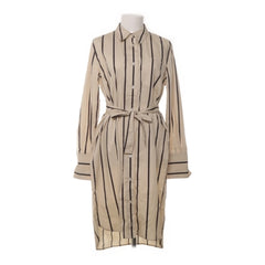 Soaked in Luxury | Beige Gestreepte Hemdsjurk