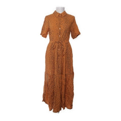 Mango Suit | Roestbruine kanten maxi-jurk