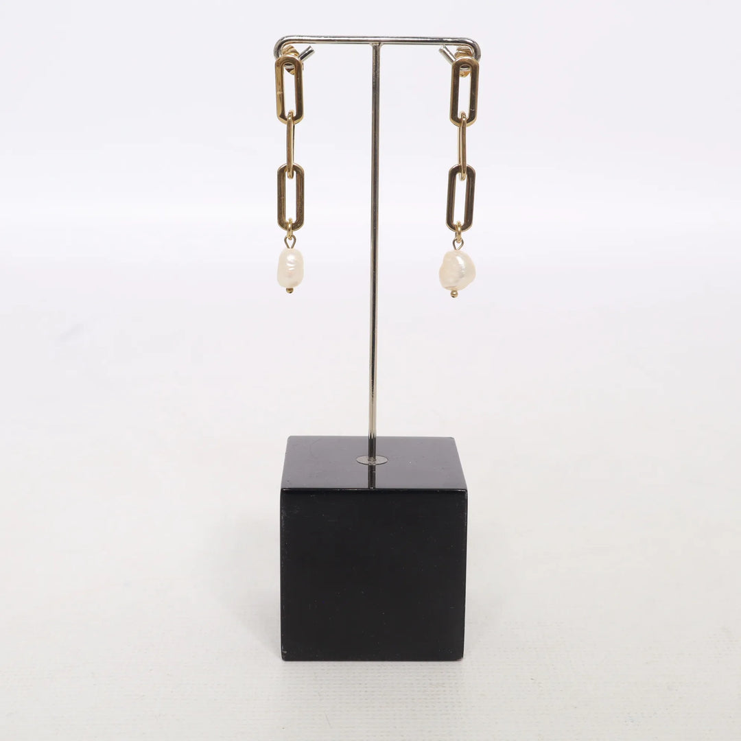 Stella Green | Goud, Wit - Oorbellen