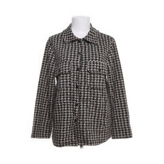 Zabaione | Zwart-wit houndstooth jas met knoopsluiting