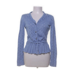 Stockerpoint | Blauwe gebreide peplum vest