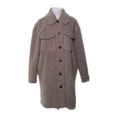 Vero Moda | Taupe lange teddyjas met knoopsluiting