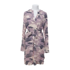 Noa Noa | Blousejurk met ceintuur en v-hals in lichtroze, wit en grijs