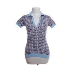 Manoush | Blauw Geometrisch Poloshirt