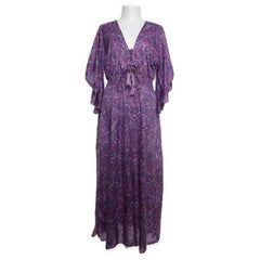 Maxi jurk | Paarse bloemen maxijurk
