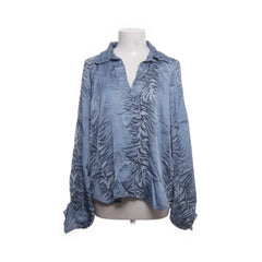 Stajl | Blauwe zijden blouse