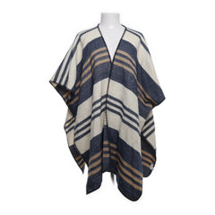 Blauw, Beige - Poncho
