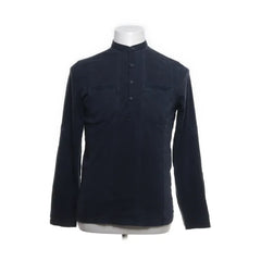 H&M | Donkerblauw overhemd met opstaande kraag en knopen