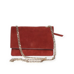 Zara Woman | Rode suède schoudertas met gouden ketting