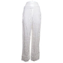 Massimo Dutti | Witte gestreepte linnen broek