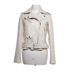 Zara | Witte bikerjack met ritsen en ceintuur