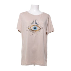 T-shirt | Beige T-shirt met Oogopdruk