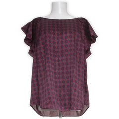 Holly & Whyte | Paars-rood blouse met grafisch patroon en ruches