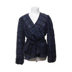 Liberte | Marineblauwe Gewatteerde Wikkelblouse