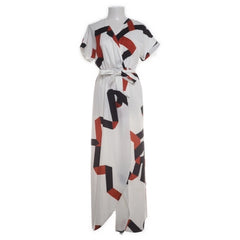 Yi Han | Witte geometrische maxi-jurk