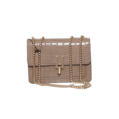 beige tas met gouden ketting