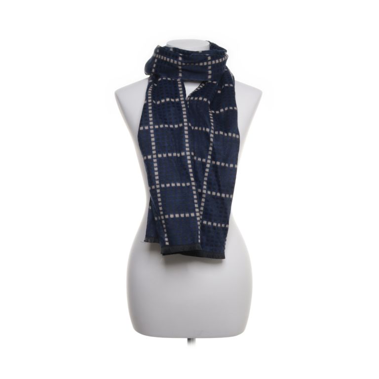 Donkerblauwe sjaal met ruitpatroon