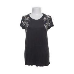 ESPRIT | Grijs t-shirt met bloemenprint op schouders