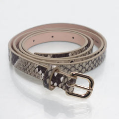 H&M | Beige smalle riem met slangenprint en goudkleurige gesp