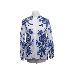 Zara | Witte blouse met blauwe print