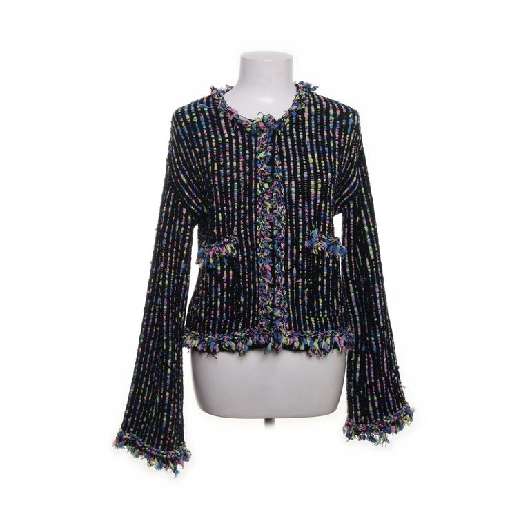 Zara | Zwart vest met kleurrijke franjes