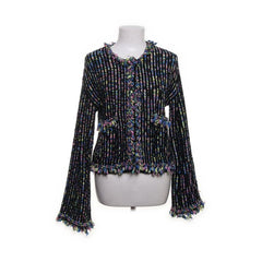 Zara | Zwart vest met kleurrijke franjes