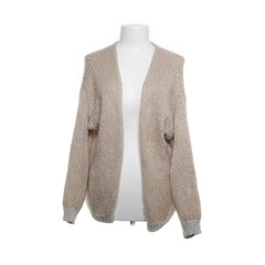 Cardigan | Beige open gebreid vest