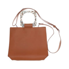 Bruine Handtas met Kristalgrepen