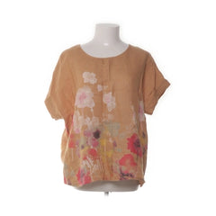 Puro Lino | Bruine bloemenprint blouse
