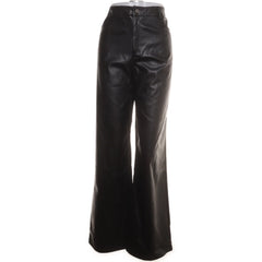 Bubbleroom | Zwarte Leren Wijde Broek