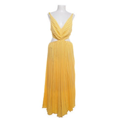 Maxi jurk | Gele Geplooide Maxi-jurk