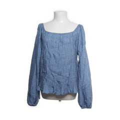 Cream | Blauwe off-shoulder blouse met lange mouwen