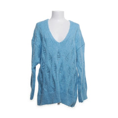 Zara | Blauwe gebreide V-hals trui