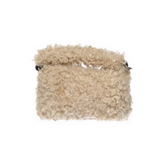 Beige Pluizige Clutch