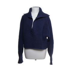 NA-KD | Donkerblauwe geribbelde trui met ritskraag