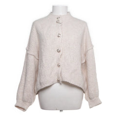 Cardigan | Crèmekleurig gebreid vest
