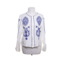 Zara | Wit blouse met blauwe borduursels