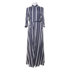 K Design | Grijze gestreepte maxi-jurk