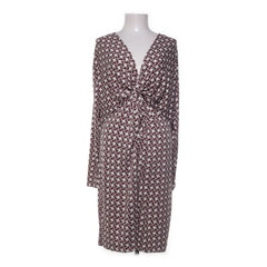 stockh lm | Nette midi jurk met roze geometrische print en knoop detail