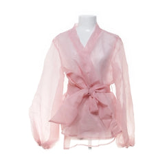 Wikkelblouse | Roze Organza Wikkelblouse