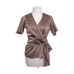 Object | Bruine satijnen wikkelblouse