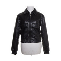 Stradivarius | Zwarte leren jas met rits