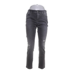 Cambio Jeans | Donkergrijze slim fit jeans met scheuren op de knieën en hoge taille