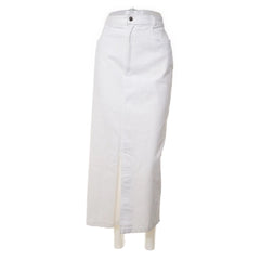 Witte lange splijtzoom rok