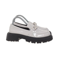 Loafers | Witte Glanzende Platformloafers