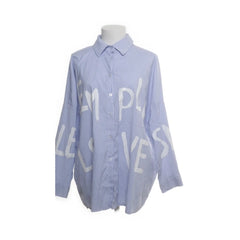 Zeta Otto | Blauwe Oversized Letterprint Blouse
