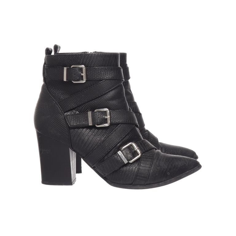 New Look | Zwarte enkellaarsjes met gespen