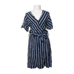 WE | Blauw gestreepte wikkeljurk