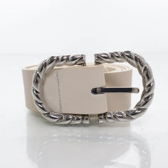 Witte Leren Gevlochten Riem